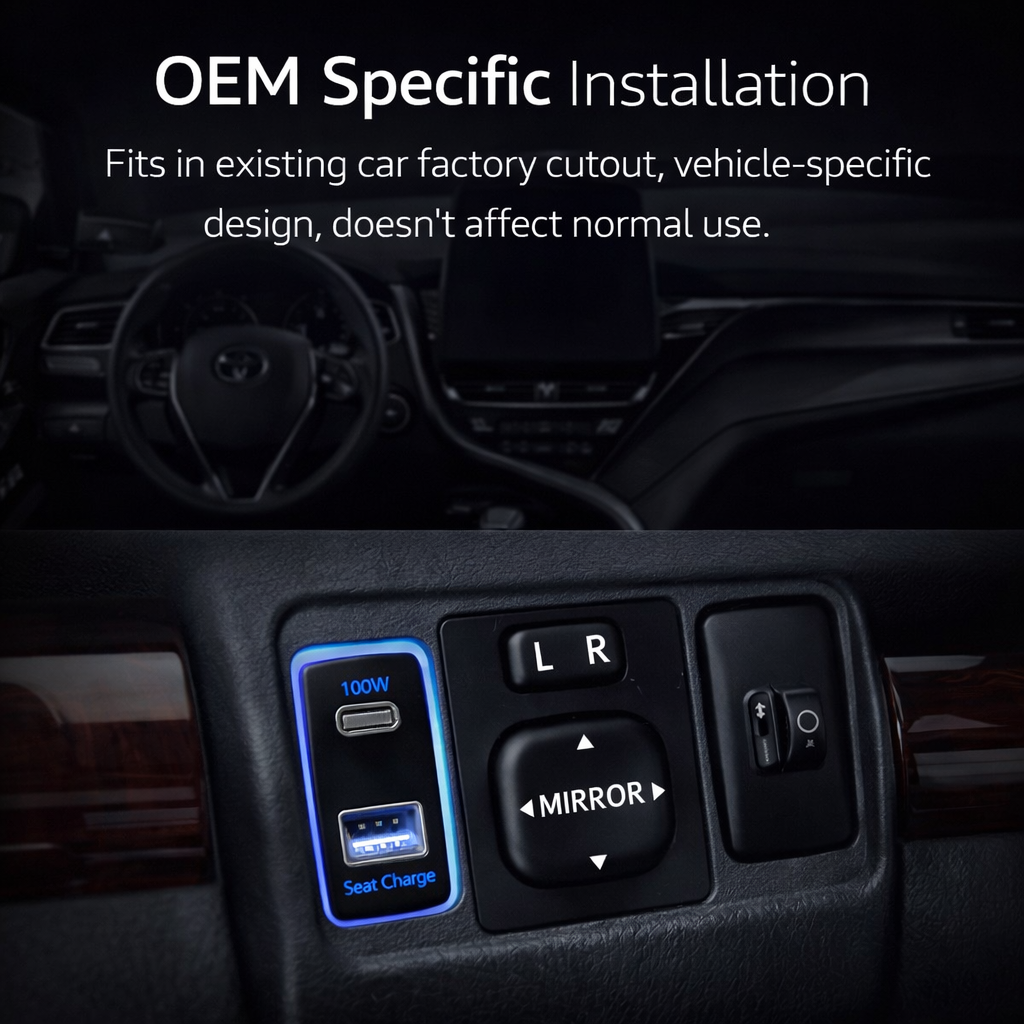 130W Toyota Custom Fit Car Charger | 100W Type-C + 30W USB Fast Charging