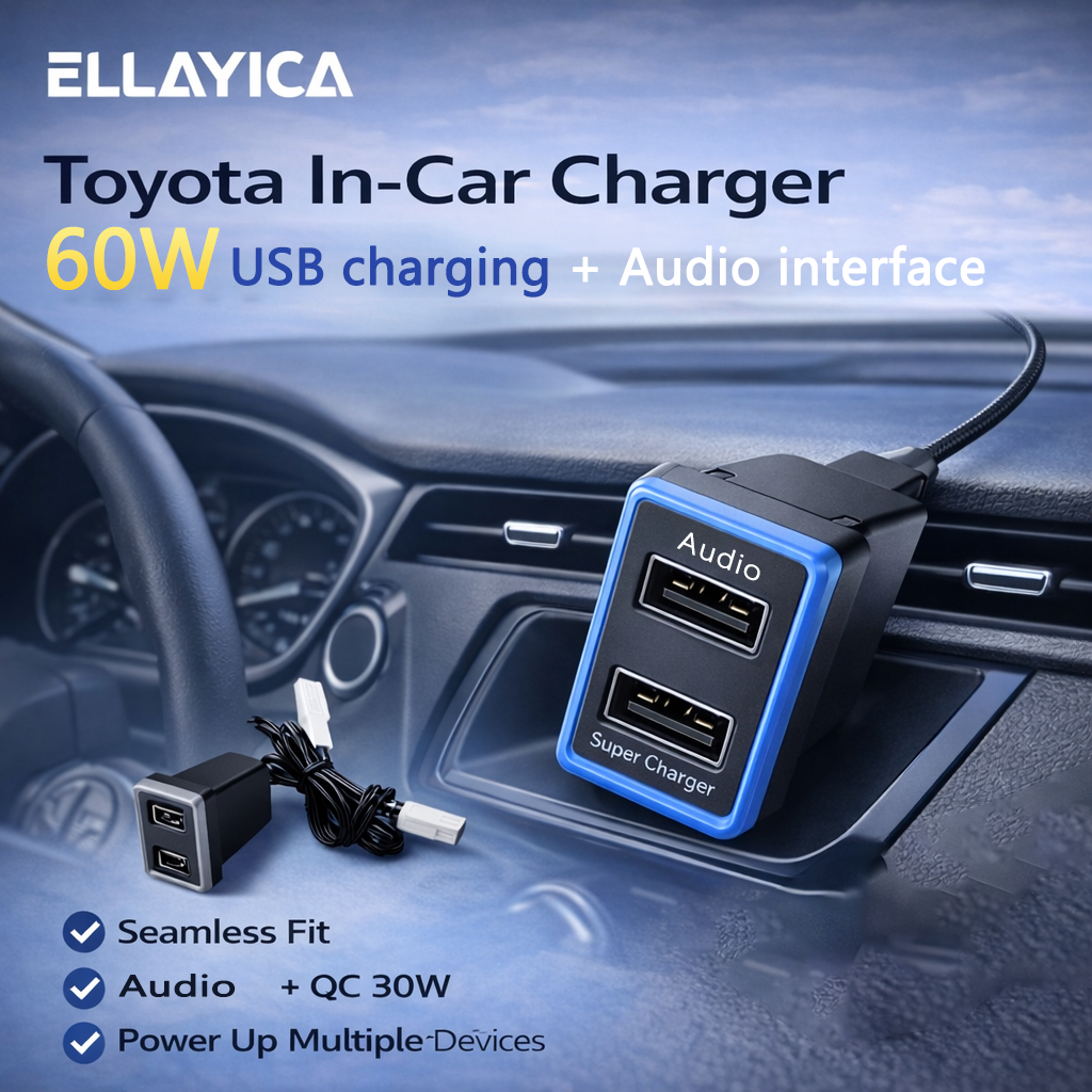Suitable for multiple Toyota models,USB charging + Audio USB port interface.