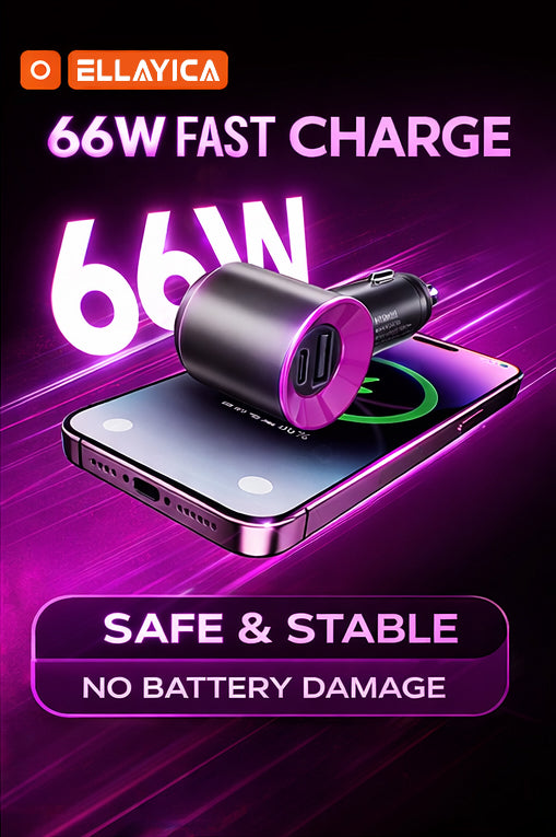 Type-C + USB car charger– Compact Fast Charging for Phones & Devices