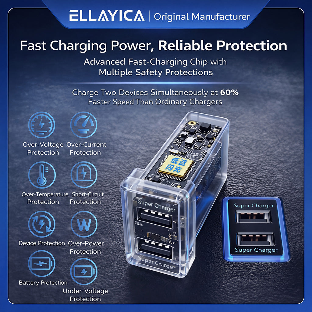 60W Toyota Custom Fit Car Charger | Two 30W USB fast charging ports