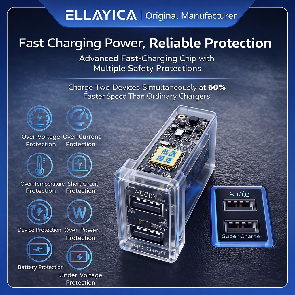 Suitable for multiple Toyota models,USB charging + Audio USB port interface.