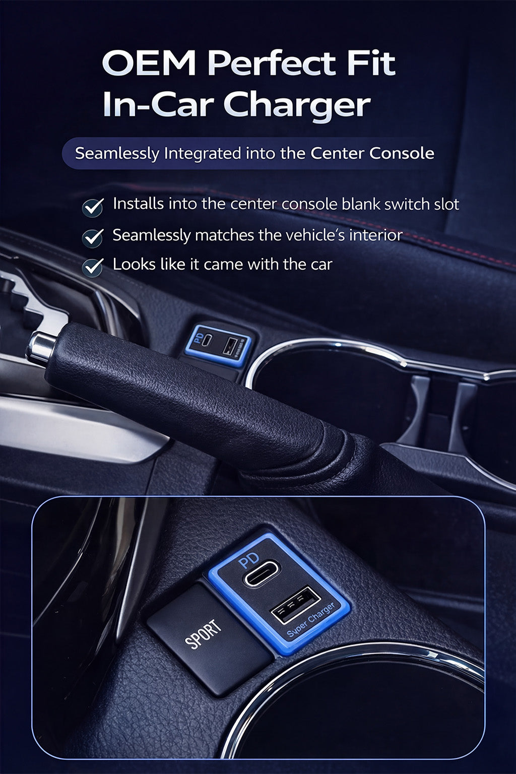 60W Toyota Custom Fit Car Charger | 30W Type-C + 30W USB Fast Charging