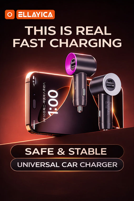 Type-C + USB car charger– Compact Fast Charging for Phones & Devices