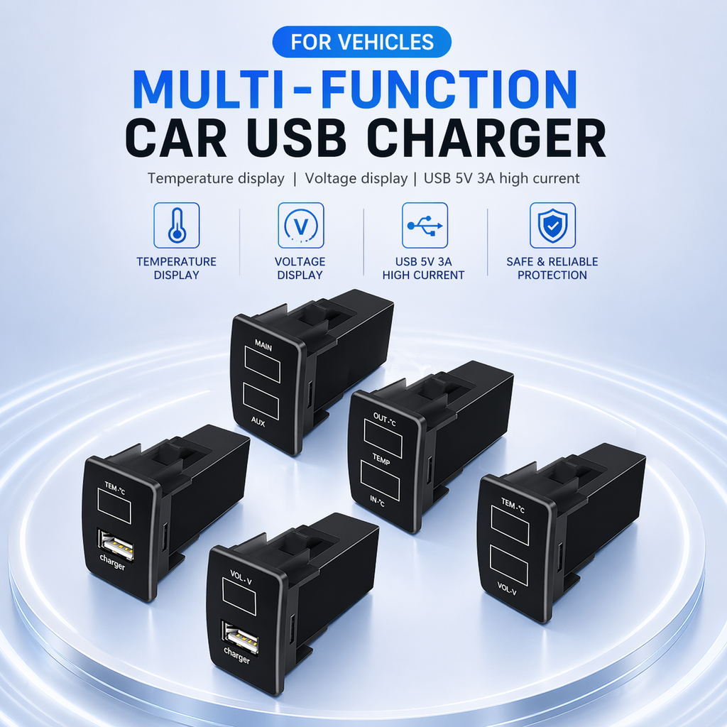 Honda Dashboard USB Car Charger | Voltage & Temperature Display Module (OEM Fit)
