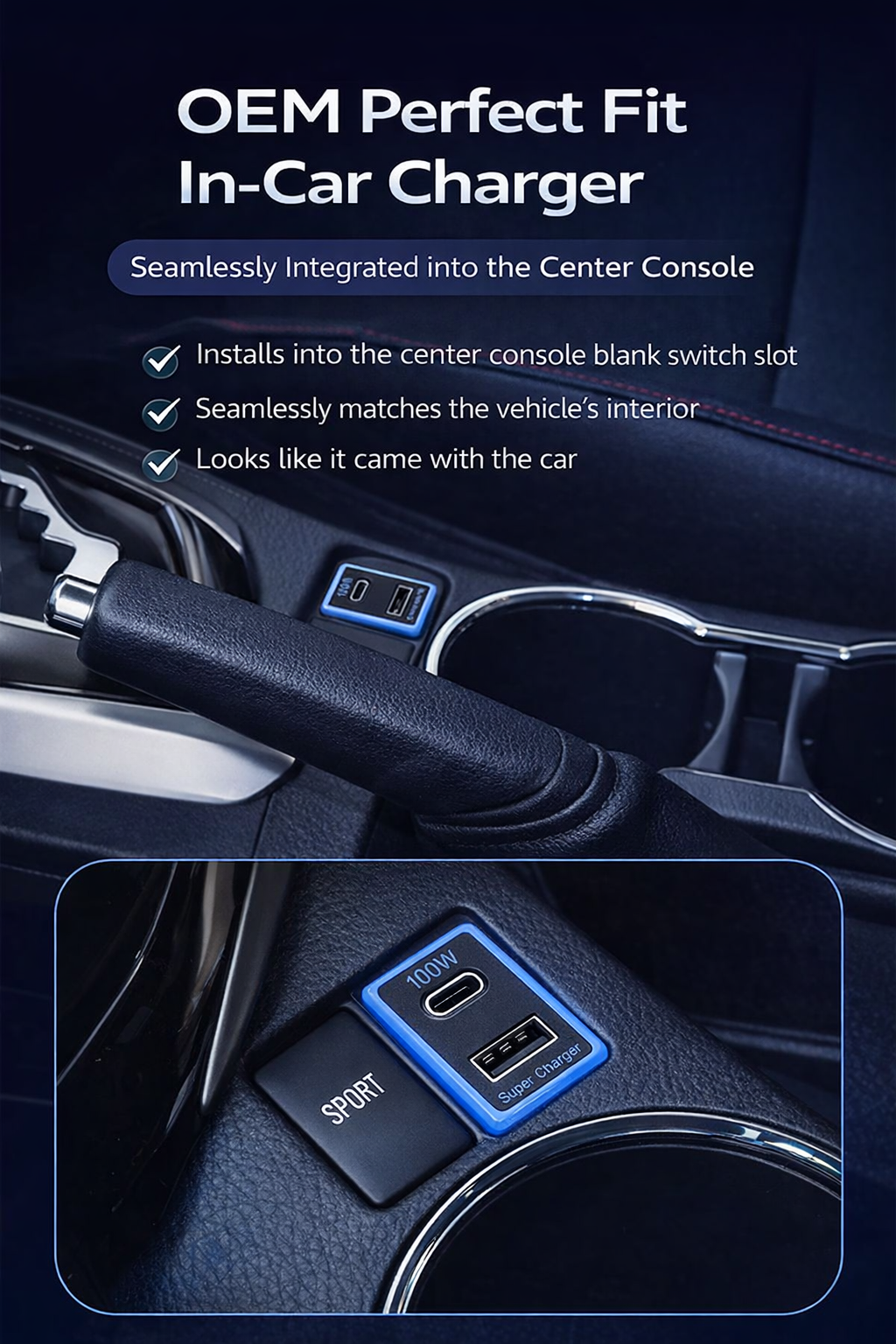 130W Toyota Custom Fit Car Charger | 100W Type-C + 30W USB Fast Charging