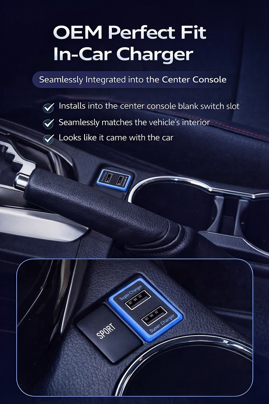 60W Toyota Custom Fit Car Charger | Two 30W USB fast charging ports