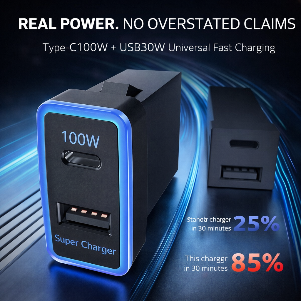 130W Toyota Custom Fit Car Charger | 100W Type-C + 30W USB Fast Charging