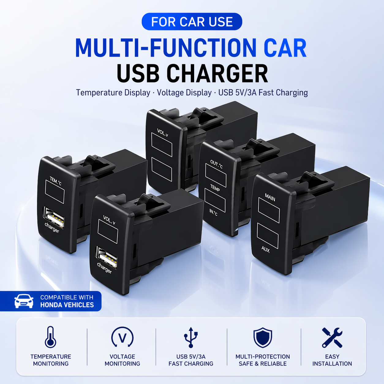 OEM Honda USB Charger Module | Voltage & Temperature Monitoring Dashboard Panel