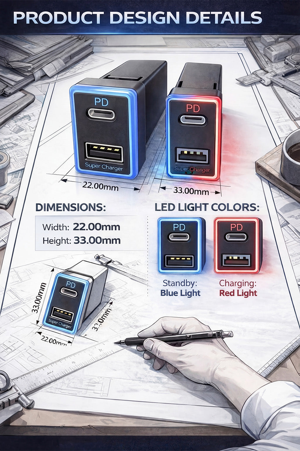 60W Toyota Custom Fit Car Charger | 30W Type-C + 30W USB Fast Charging