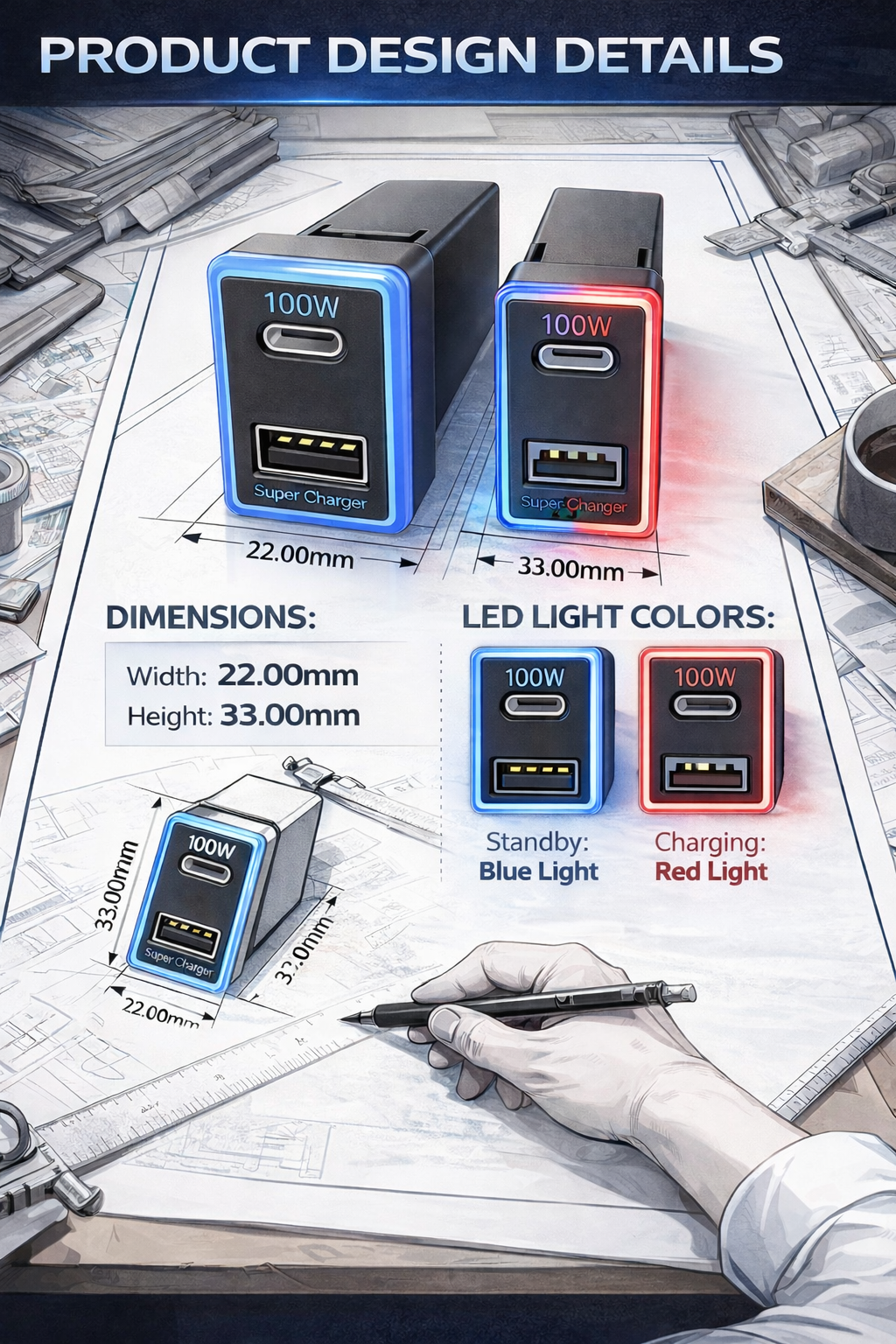 130W Toyota Custom Fit Car Charger | 100W Type-C + 30W USB Fast Charging