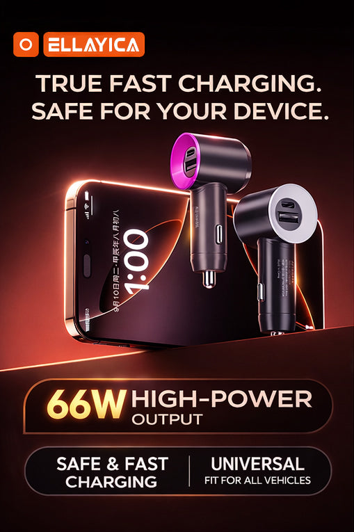 Type-C + USB car charger– Compact Fast Charging for Phones & Devices