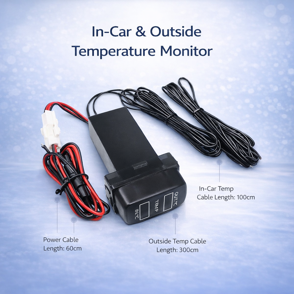 Mitsubishi USB Car Charger | Dashboard Module with Voltage & Temperature Display (OEM Fit)