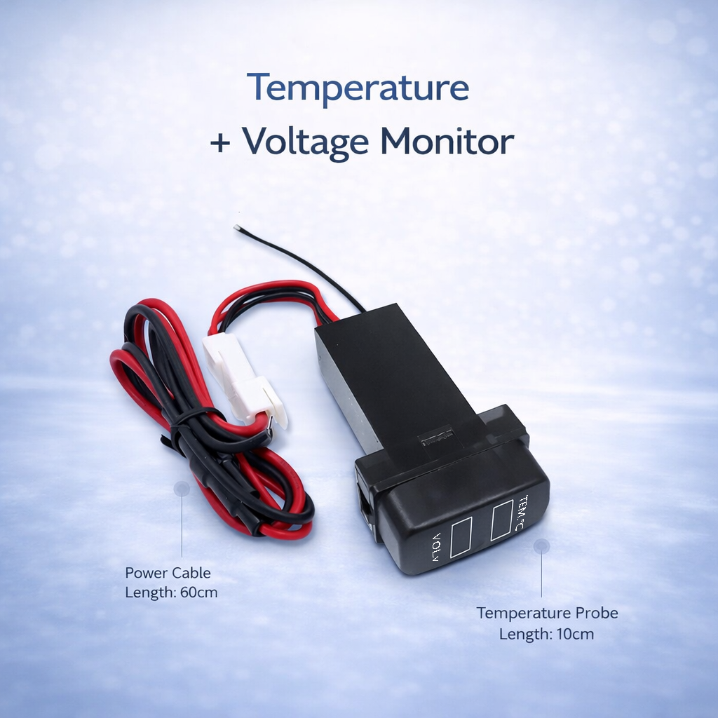 Mitsubishi USB Car Charger | Dashboard Module with Voltage & Temperature Display (OEM Fit)