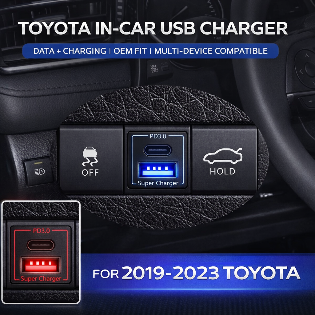 60W Toyota Custom Fit Car Charger | 30W Type-C + 30W USB Fast Charging