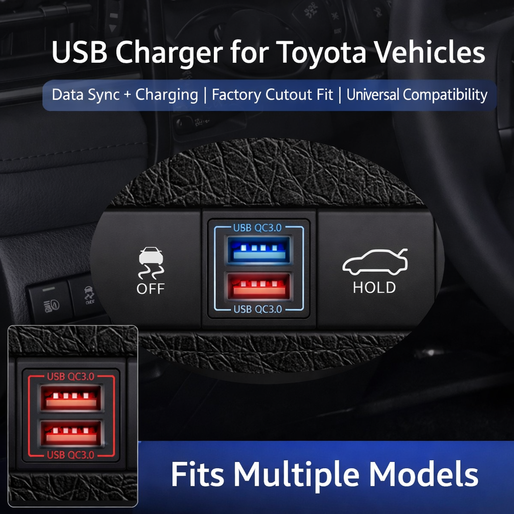 60W Toyota Custom Fit Car Charger | Dual USB charger