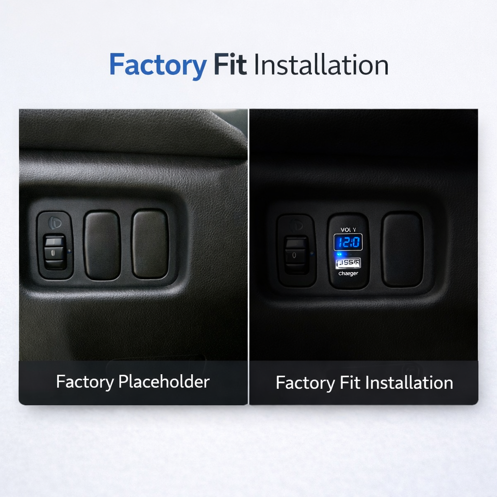 Mitsubishi USB Car Charger | Dashboard Module with Voltage & Temperature Display (OEM Fit)