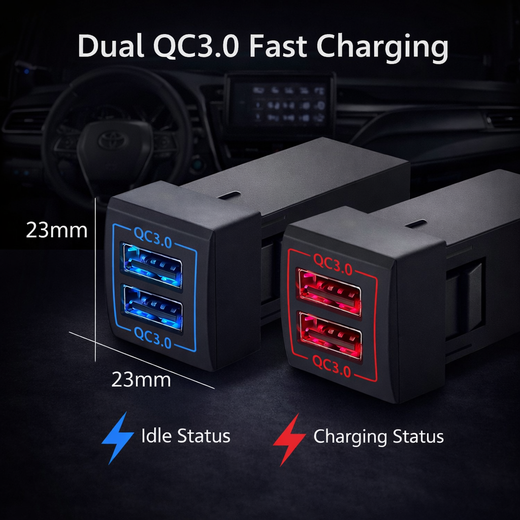 60W Toyota Custom Fit Car Charger | Dual USB charger