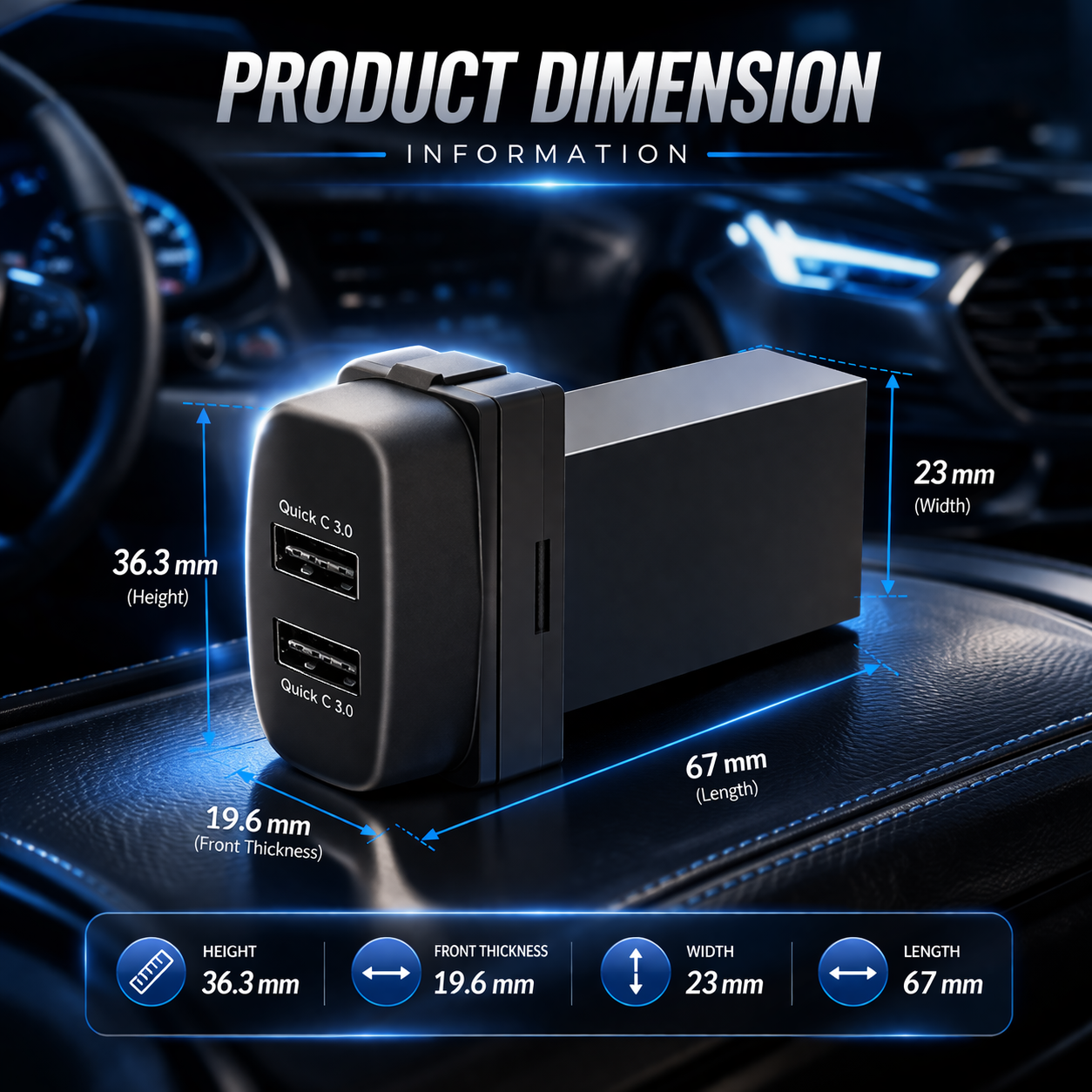 Compatible with multiple Mitsubishi car models| Dual USB port charger