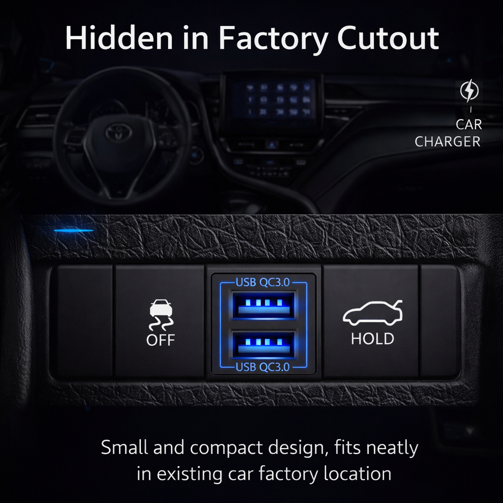60W Toyota Custom Fit Car Charger | Dual USB charger