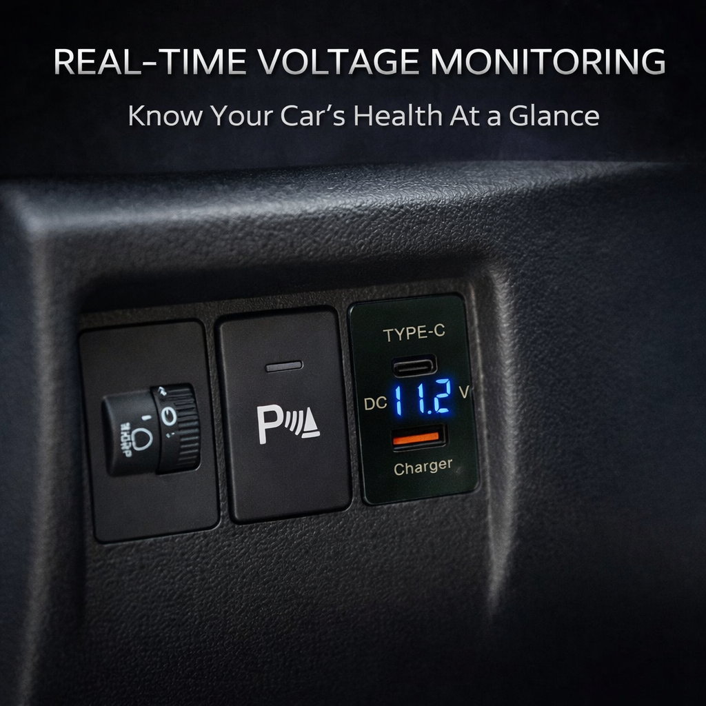 Applicable to multiple models of Honda vehicles, equipped with USB and Type-C charging interfaces and voltage display function