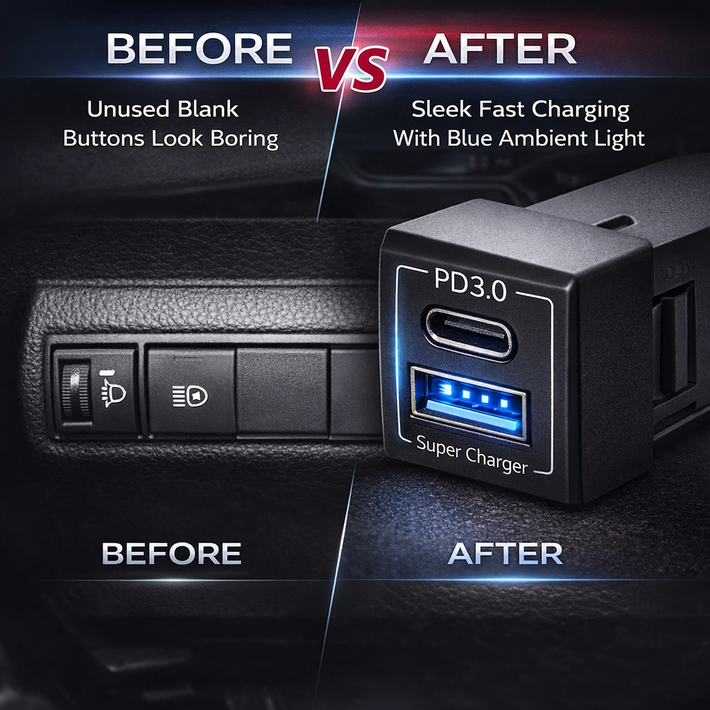 60W Toyota Custom Fit Car Charger | 30W Type-C + 30W USB Fast Charging