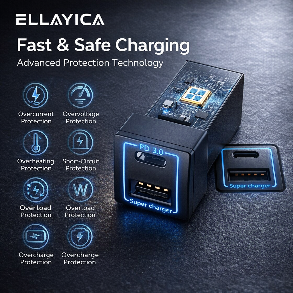 60W Toyota Custom Fit Car Charger | 30W Type-C + 30W USB Fast Charging