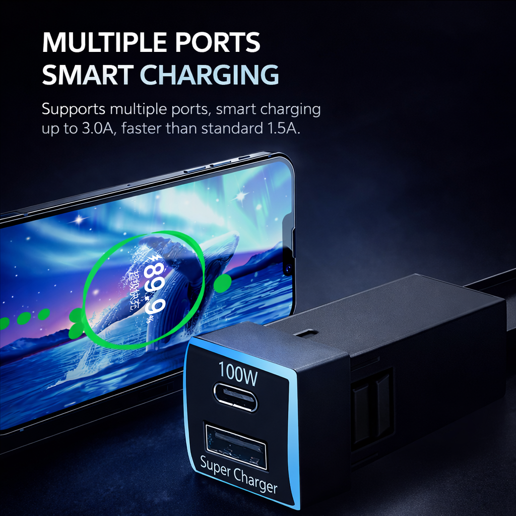130W dedicated charger for Toyota Corolla | 100W Type-C + 30W USB Fast Charging