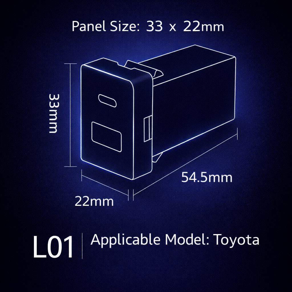 60W Toyota Custom Fit Car Charger | 30W Type-C + 30W USB Fast Charging+voltage supervisory