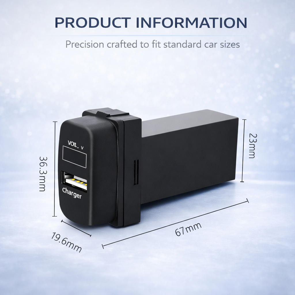Mitsubishi USB Car Charger | Dashboard Module with Voltage & Temperature Display (OEM Fit)
