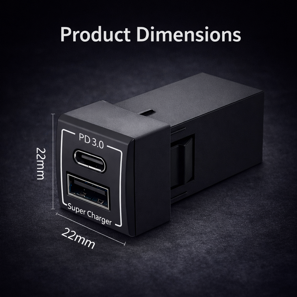 60W Toyota Custom Fit Car Charger | Dual USB charger