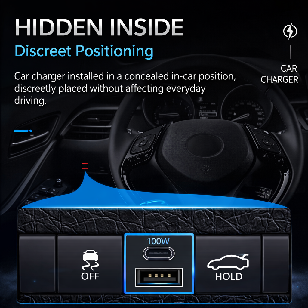130W dedicated charger for Toyota Corolla | 100W Type-C + 30W USB Fast Charging