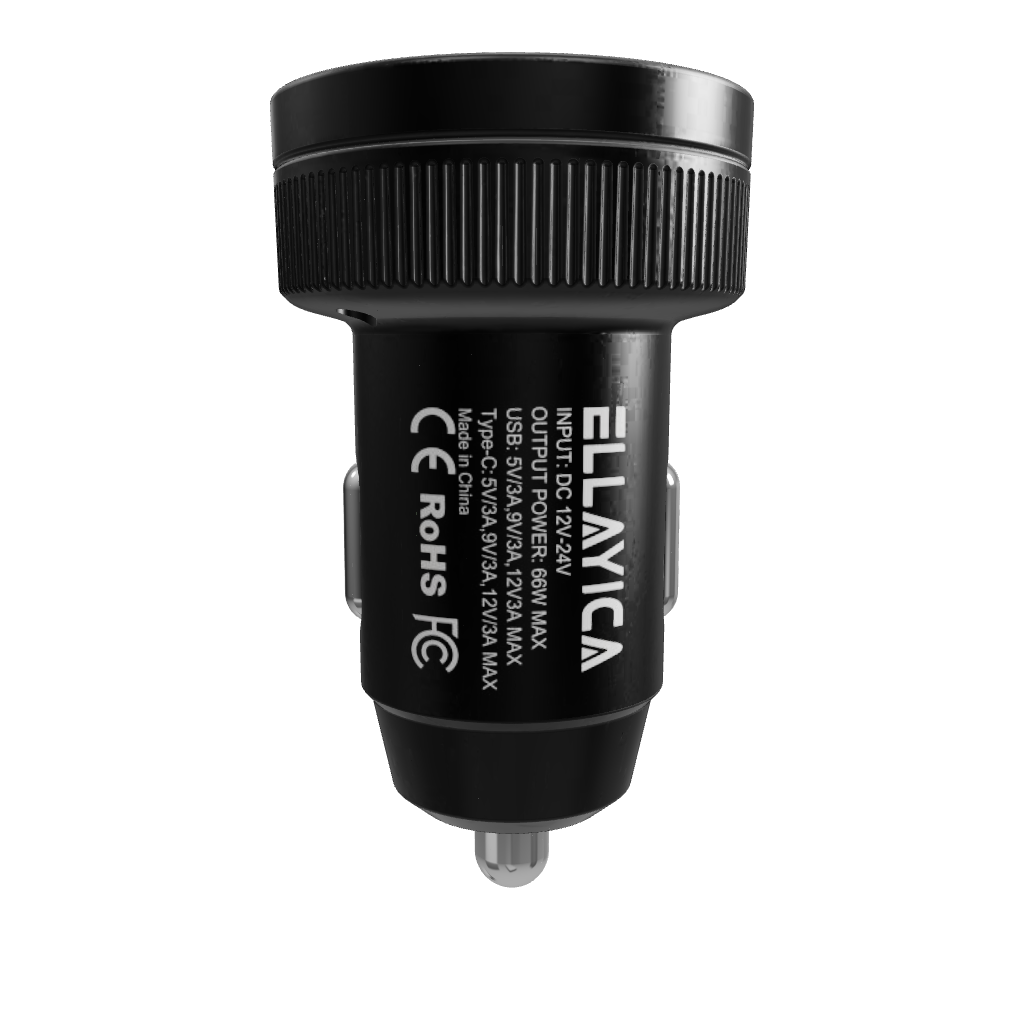 66W Car Charger with Voltage Display - 4 Models USB Type-C Fast Charging & Direct Battery Output
