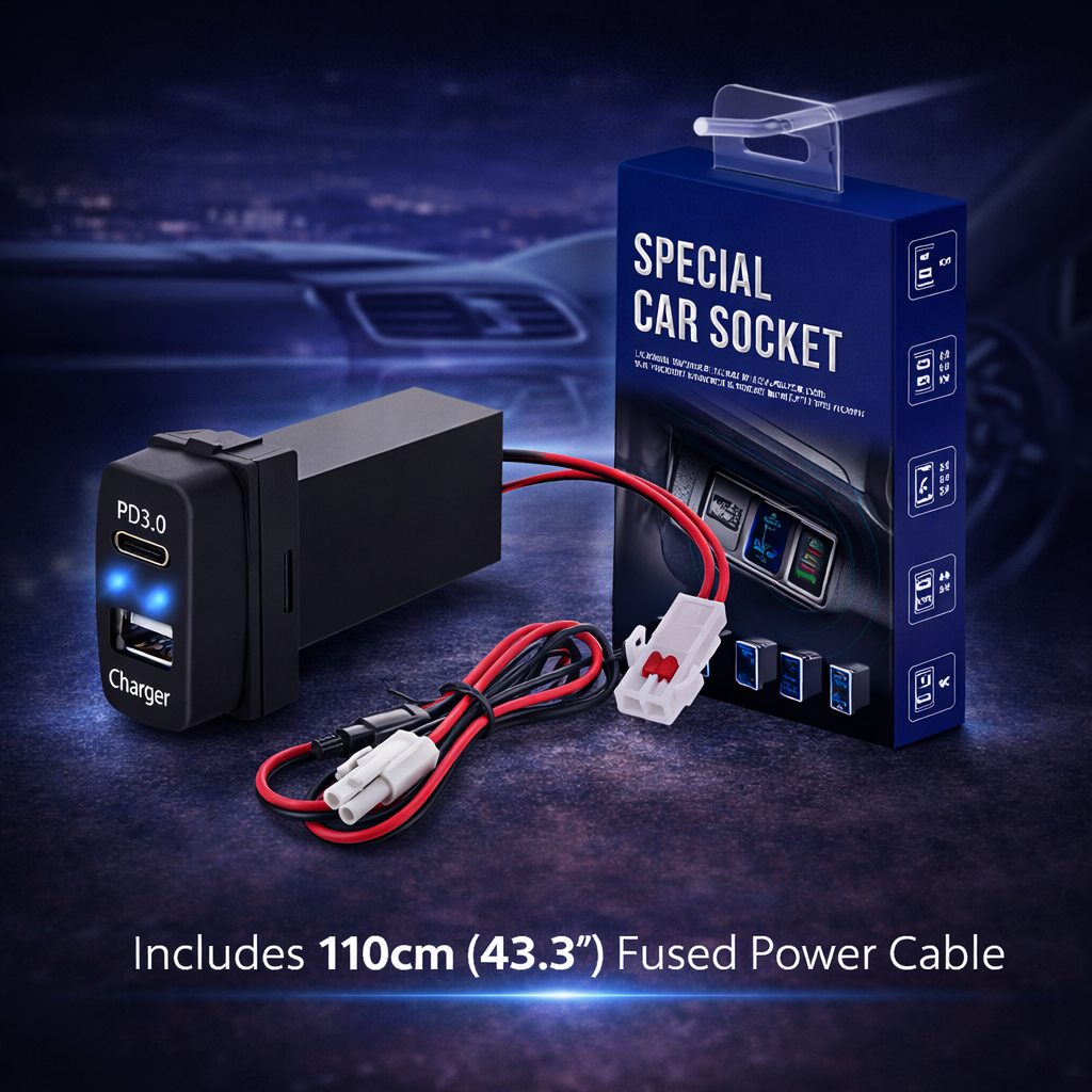 Compatible with multiple Mitsubishi car models| 18W Type-C + 20W USB Fast Charging