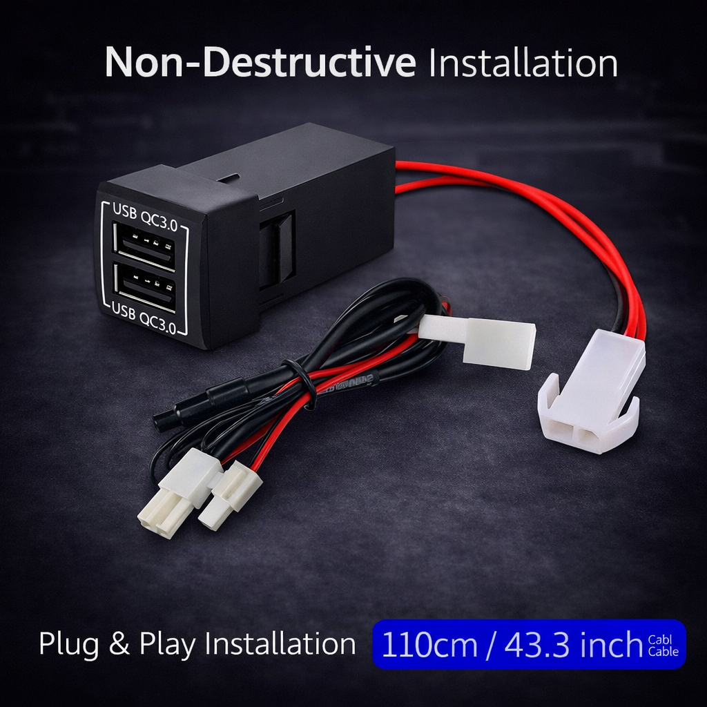 60W Toyota Custom Fit Car Charger | Dual USB charger