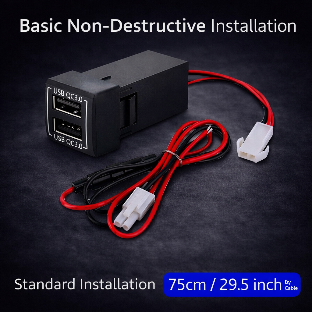 60W Toyota Custom Fit Car Charger | Dual USB charger