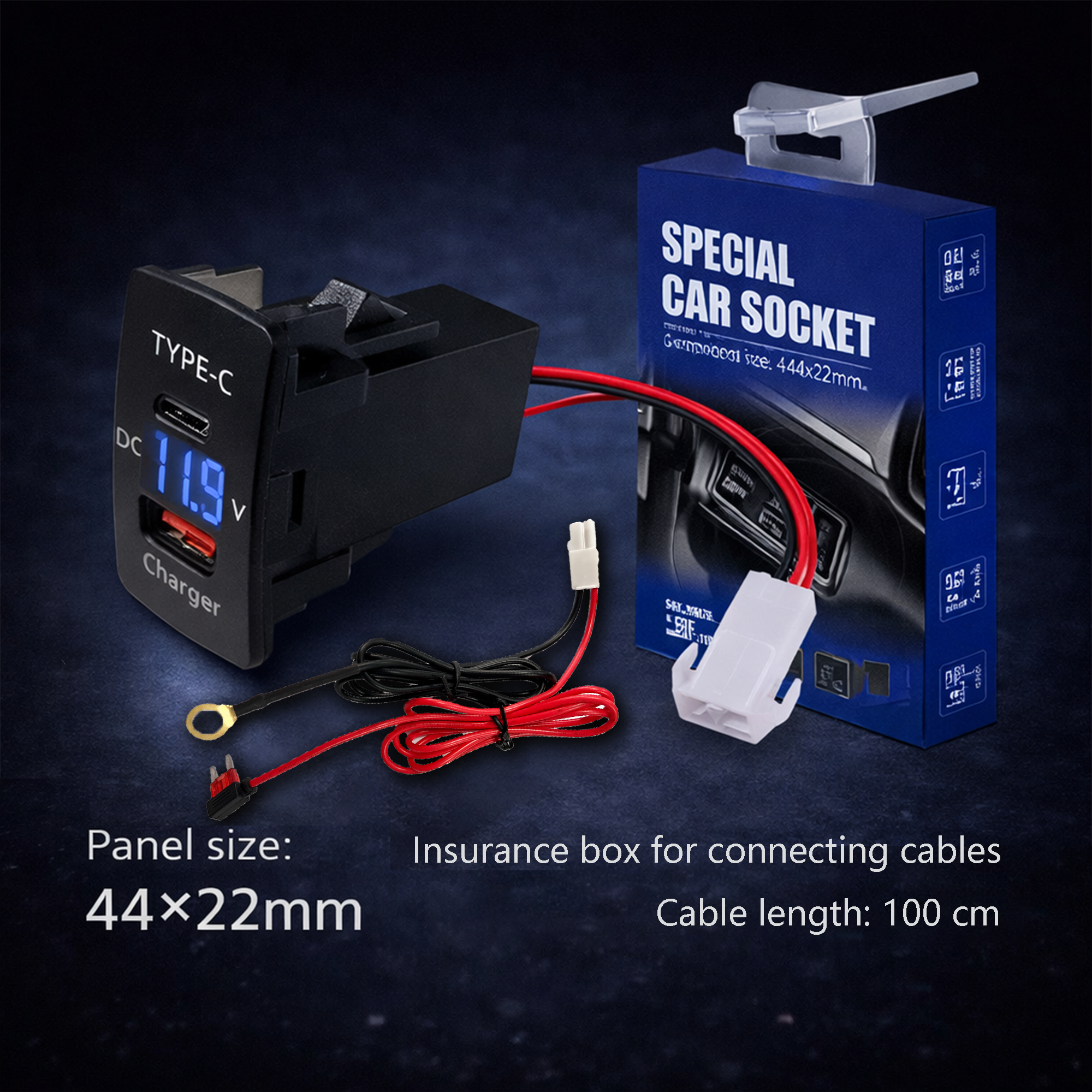 Applicable to multiple models of Honda vehicles, equipped with USB and Type-C charging interfaces and voltage display function
