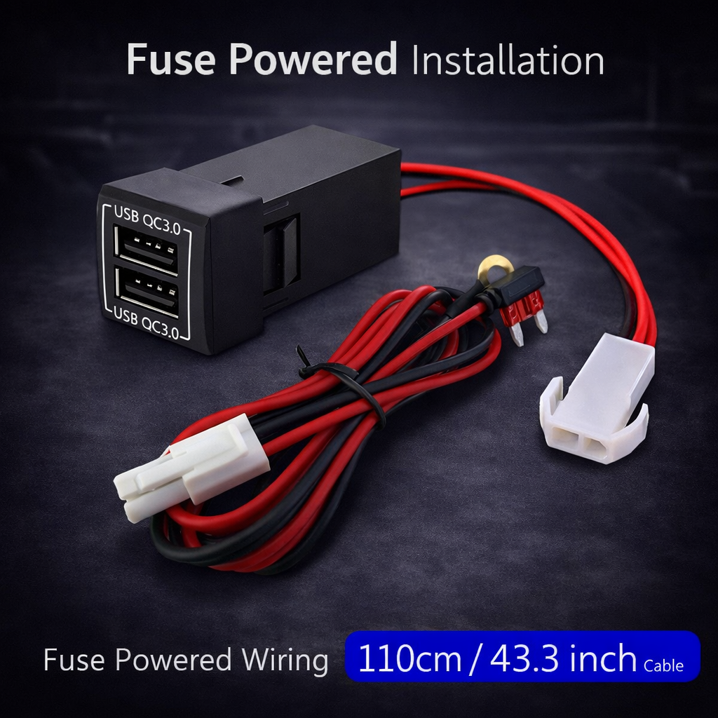 60W Toyota Custom Fit Car Charger | Dual USB charger