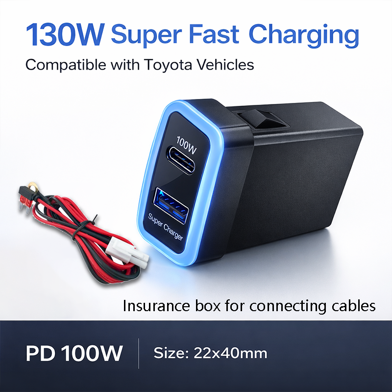 130W Toyota Custom Fit Car Charger | 100W Type-C + 30W USB Fast Charging