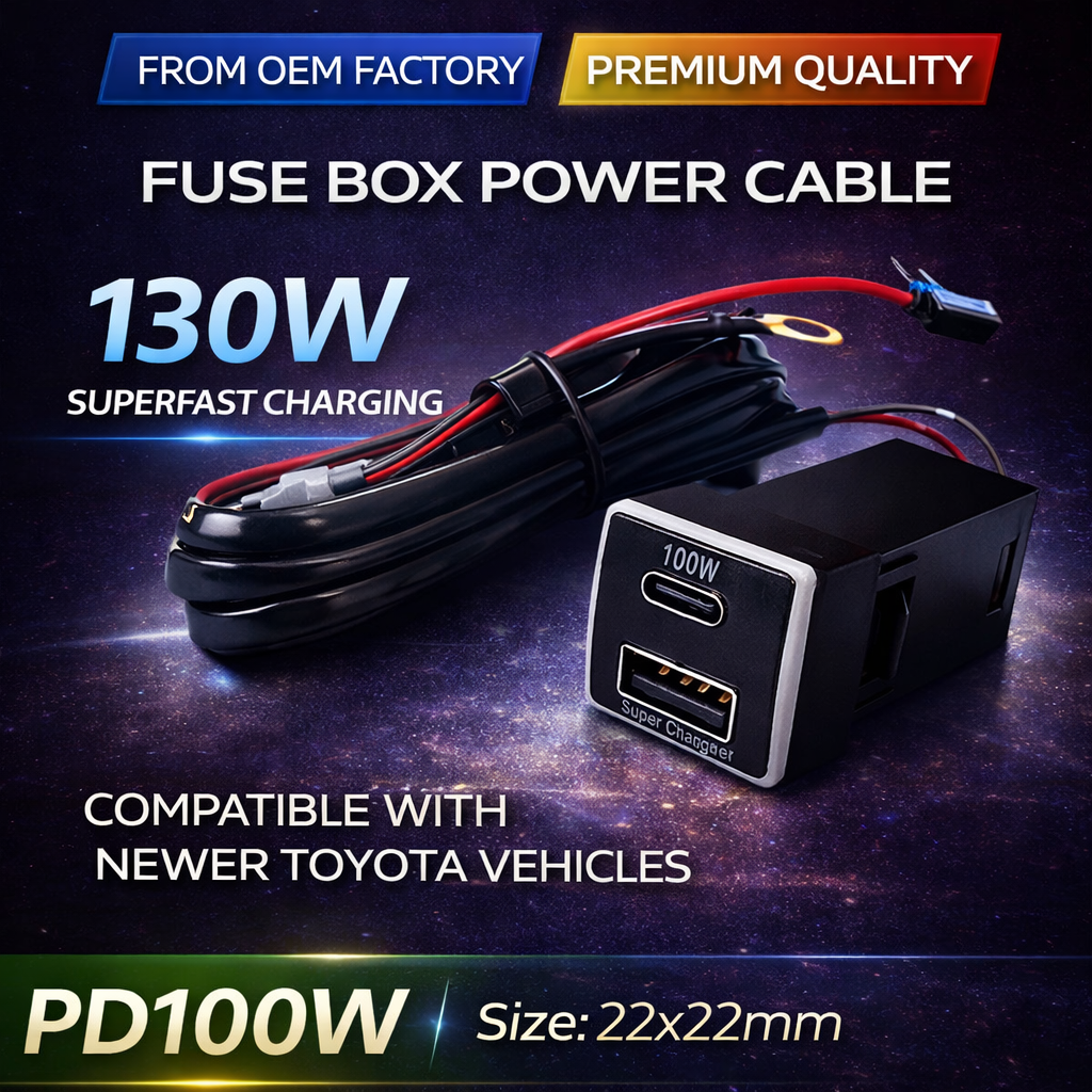 130W dedicated charger for Toyota Corolla | 100W Type-C + 30W USB Fast Charging