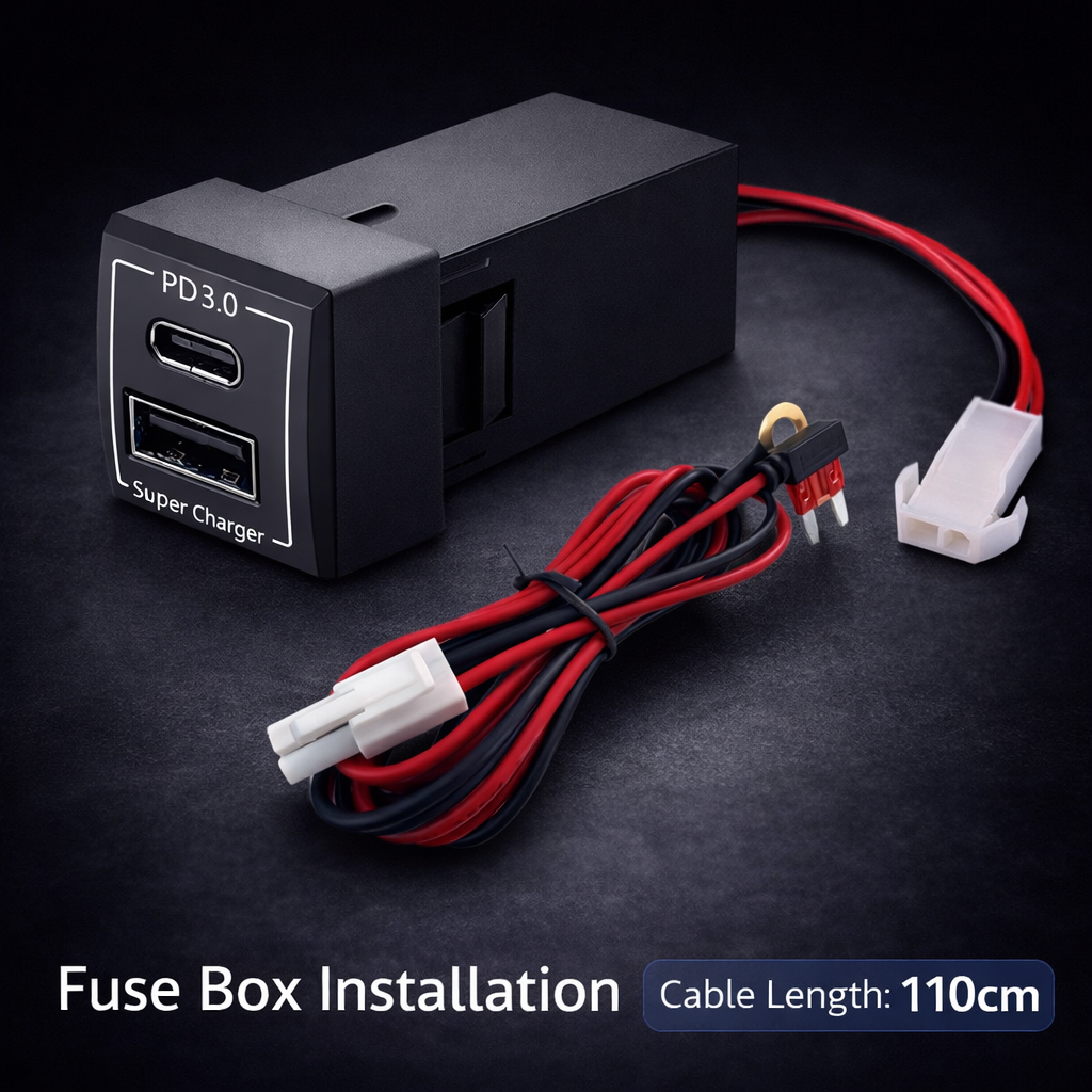 60W Toyota Custom Fit Car Charger | 30W Type-C + 30W USB Fast Charging
