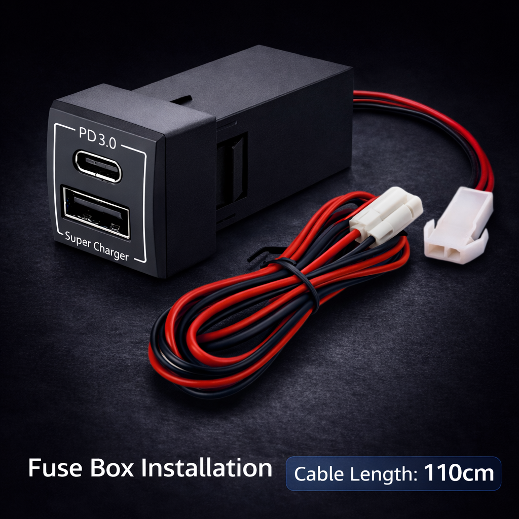 60W Toyota Custom Fit Car Charger | 30W Type-C + 30W USB Fast Charging