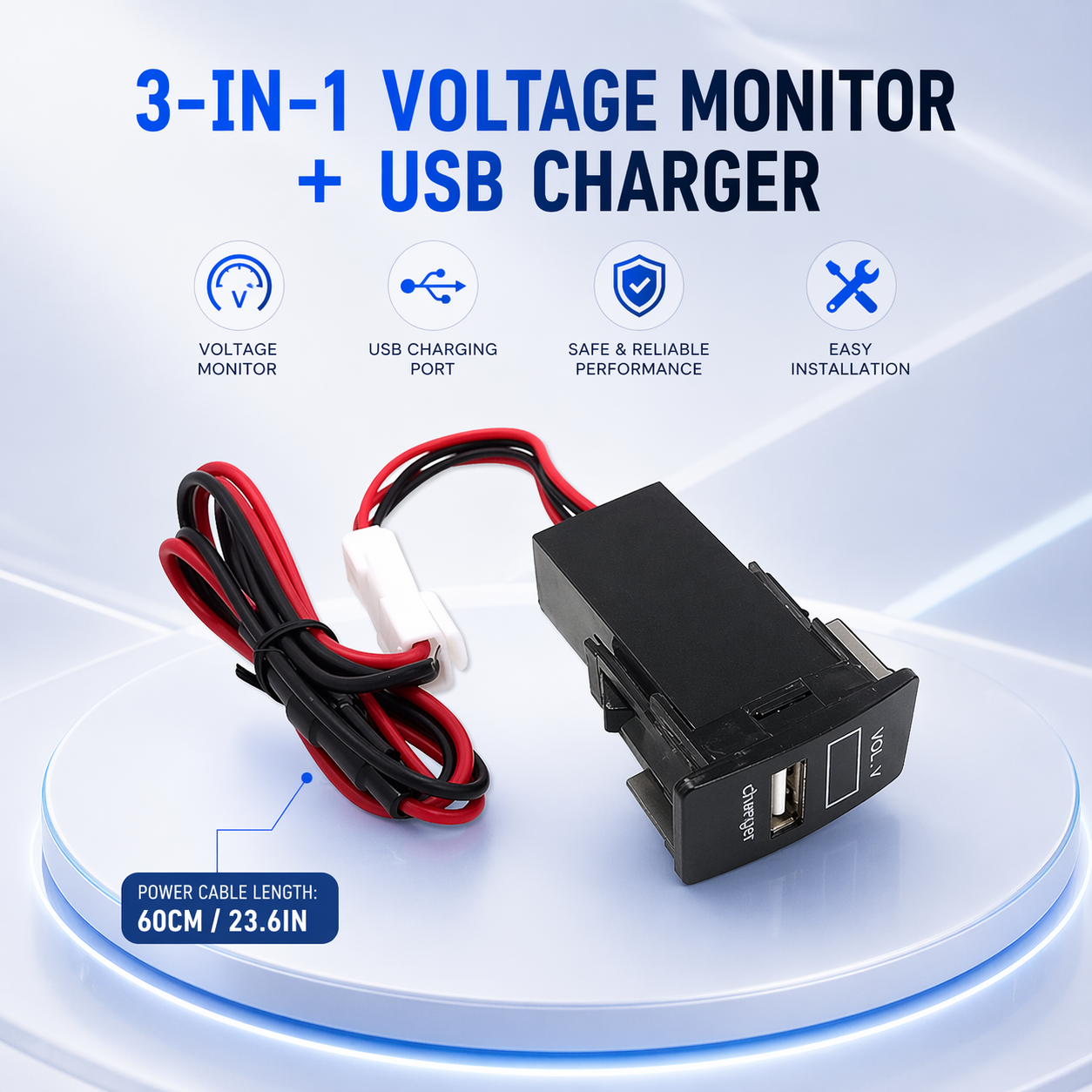 Honda Dashboard USB Car Charger | Voltage & Temperature Display Module (OEM Fit)